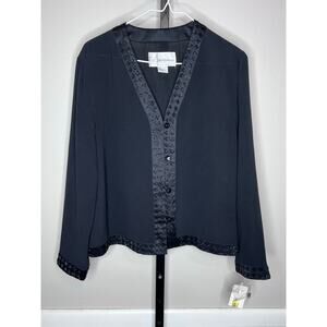 Nygard Collection Petite Beaded Trim Jacket Charcoal Gray Size 12 NWT